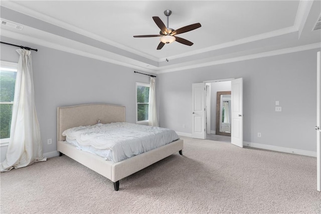 3380 Labrouste Cv, Duluth, GA 30097 - bedroom with a tray ceiling, visible vents, baseboards, and carpet