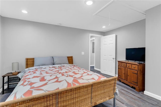 bedroom featuring hardwood / wood-style flooring