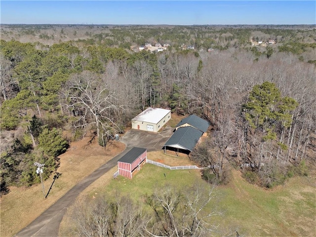 drone / aerial view with a forest view