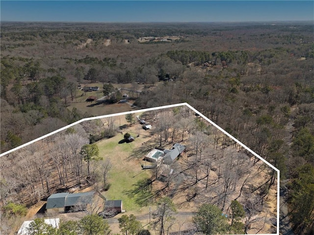 bird's eye view with a view of trees