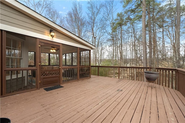 wooden terrace with a sunroom