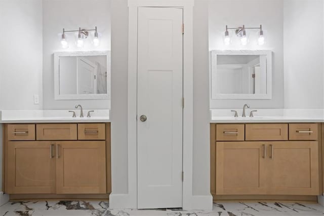 3902 Bouldercrest Rd SE, Ellenwood, GA 30294 - full bath with a sink, two vanities, and marble finish floor
