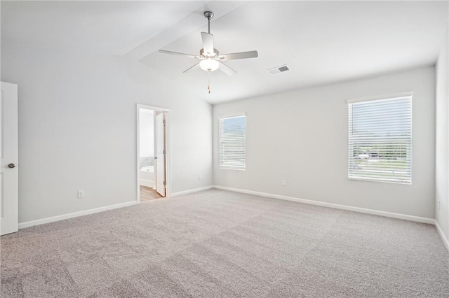 350 Lanier Cir, Woodstock, GA 30189 - carpeted spare room featuring plenty of natural light, a ceiling fan, and beamed ceiling