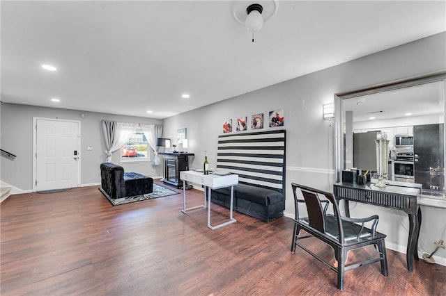 office space with hardwood / wood-style flooring