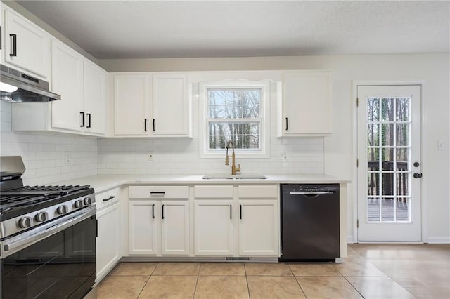 kitchen featuring a healthy amount of sunlight, dishwasher, stainless steel gas range, and a sink