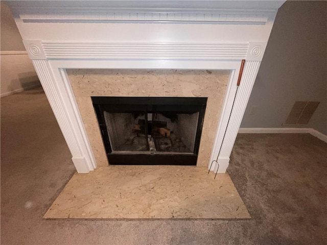 142 Benfield Cir, Cartersville, GA 30121 - details featuring carpet and a fireplace