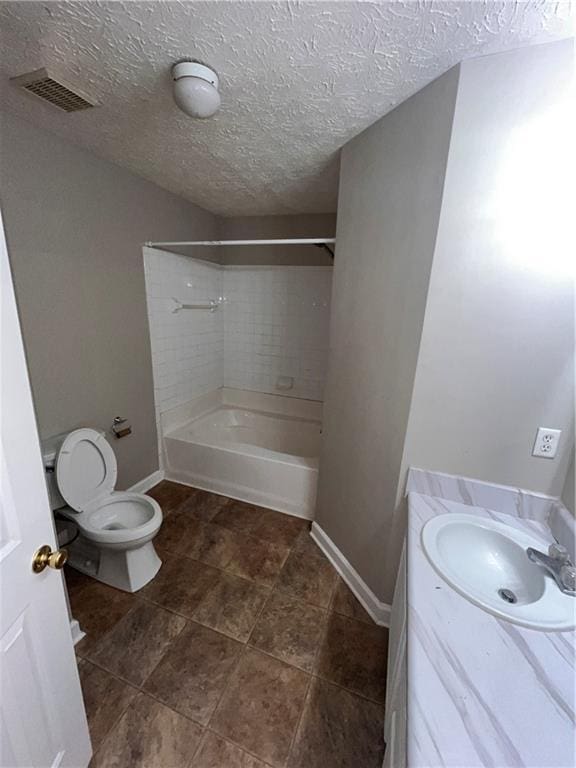 142 Benfield Cir, Cartersville, GA 30121 - full bathroom featuring toilet, a textured ceiling, tiled shower / bath combo, and vanity