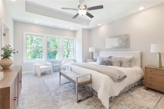 3810 Jack Vernon Cir, Powder Springs, GA 30127 - bedroom featuring recessed lighting, light carpet, baseboards, and a ceiling fan