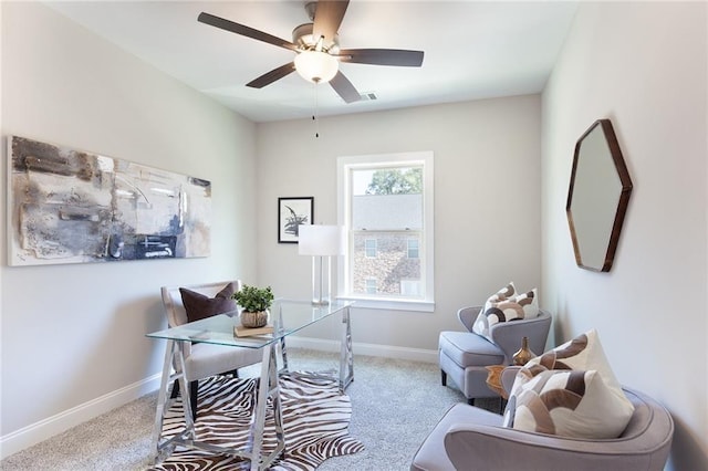 3810 Jack Vernon Cir, Powder Springs, GA 30127 - carpeted office space featuring a ceiling fan and baseboards