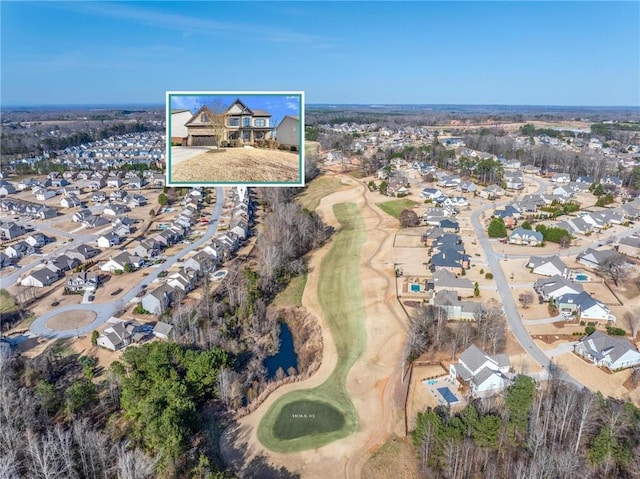 bird's eye view with a residential view