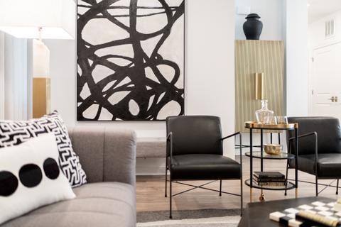 living area featuring hardwood / wood-style floors