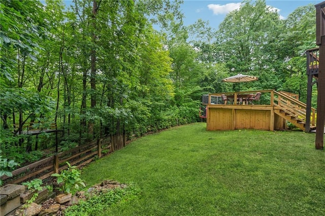 58 Hampton Forest Ct, Dahlonega, GA 30533 - view of yard featuring stairway and a wooden deck