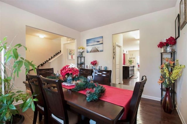 dining area featuring dark hardwood / wood-style floors