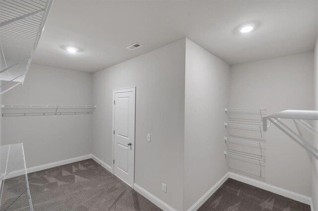 spacious closet featuring visible vents and carpet