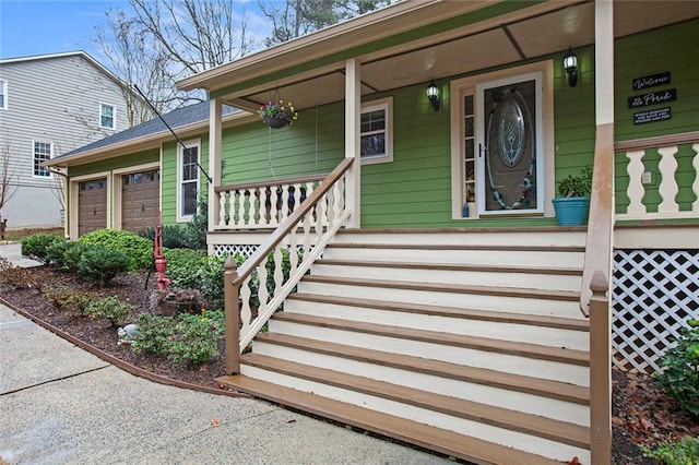 property entrance featuring a garage