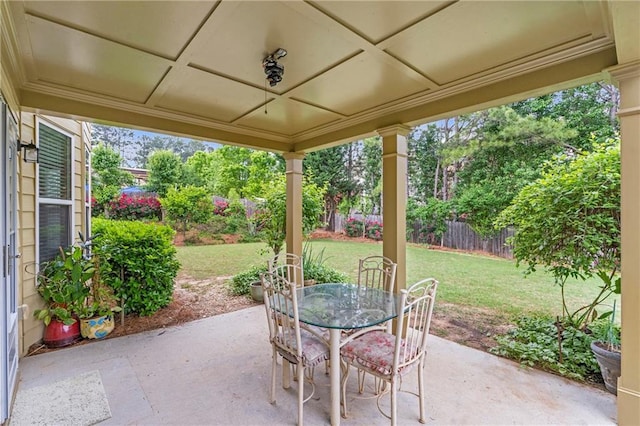 view of patio / terrace with fence and outdoor dining area