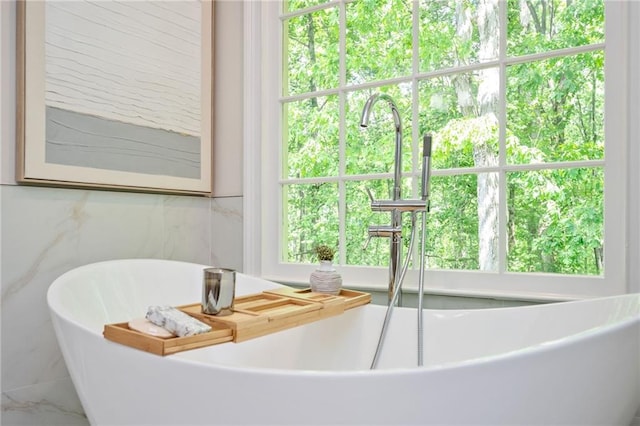 details featuring a freestanding tub