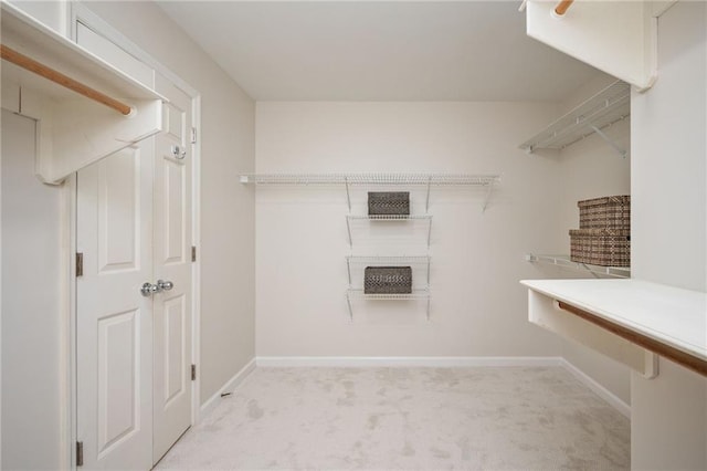 spacious closet with carpet