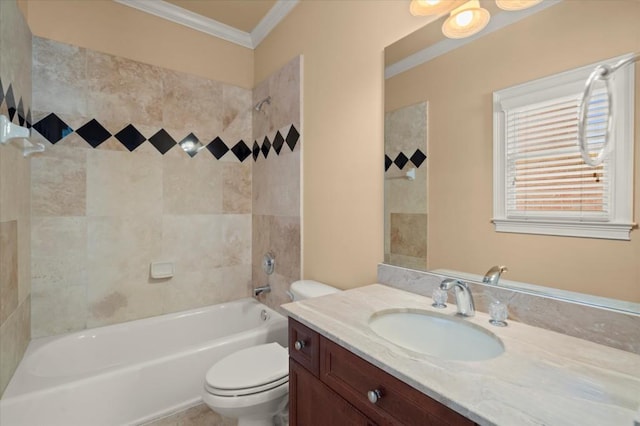 10565 Highgate Manor Ct, Duluth, GA 30097 - bathroom featuring crown molding, vanity, and washtub / shower combination