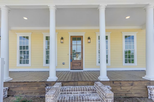 entrance to property with covered porch