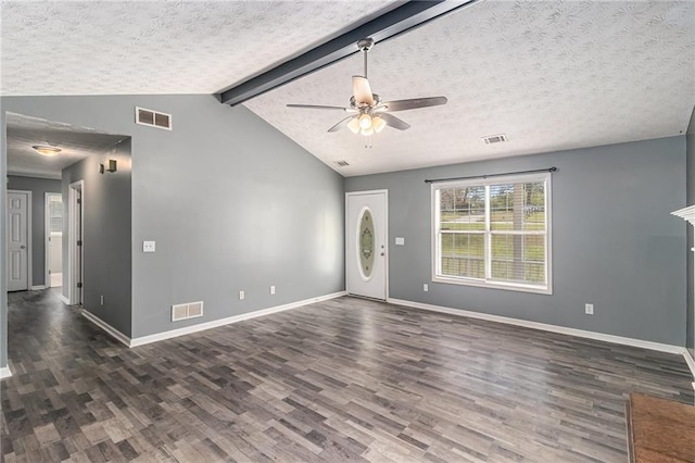 interior space featuring visible vents, wood finished floors, and a textured ceiling