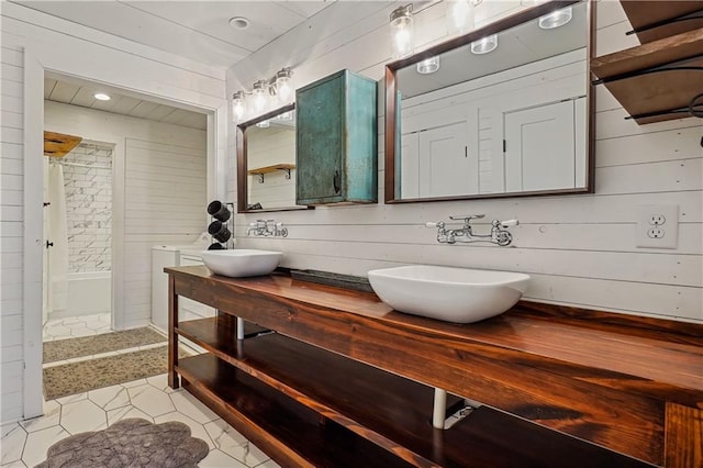 2121 Jep Wheeler Rd, Woodstock, GA 30188 - full bathroom featuring double vanity and a shower with shower curtain