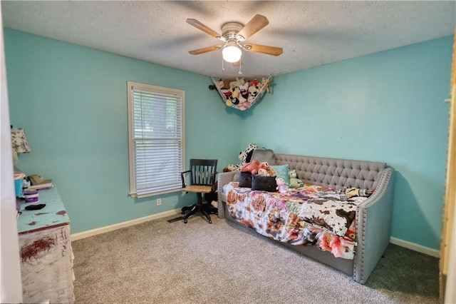 1638 River Trce, Auburn, GA 30011 - bedroom with carpet, baseboards, a textured ceiling, and ceiling fan