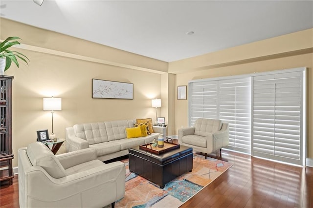 living room with hardwood / wood-style flooring