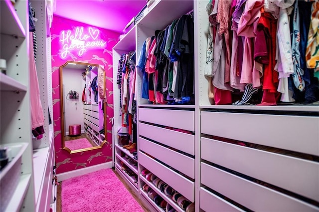 spacious closet featuring carpet