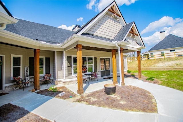 exterior space with covered porch