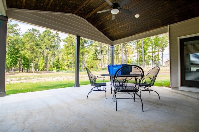 view of patio / terrace featuring ceiling fan