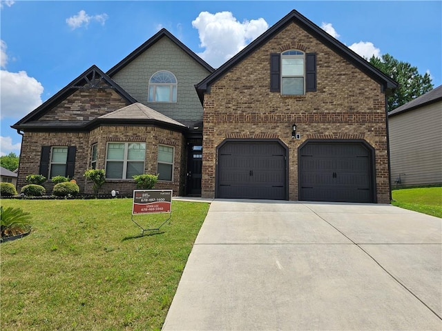 1750 Stone Meadow Rd, Lithonia, GA 30058 - view of front of house with brick siding, driveway, and a front lawn