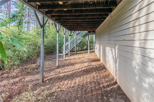 view of yard featuring stairs