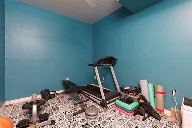 exercise area with baseboards