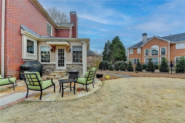 view of yard with a patio area and fence