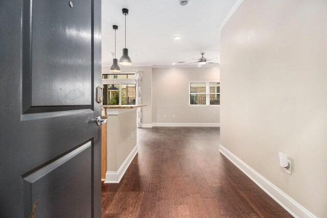 2230 Cheshire Bridge Rd NE Unit 401, Atlanta, GA 30324 - hall with dark wood-style flooring, recessed lighting, and ornamental molding