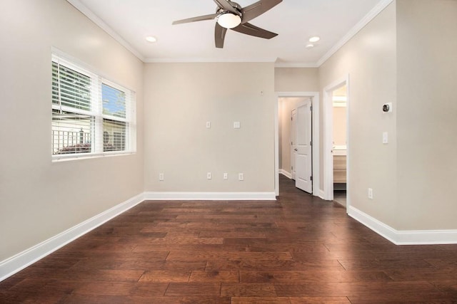 2230 Cheshire Bridge Rd NE Unit 401, Atlanta, GA 30324 - spare room with ornamental molding, a ceiling fan, wood finished floors, and recessed lighting