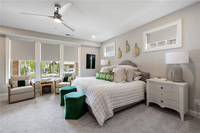2110 Timball Rd NW, Atlanta, GA 30318 - bedroom featuring light carpet, a ceiling fan, and baseboards