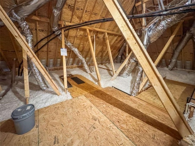 view of unfinished attic