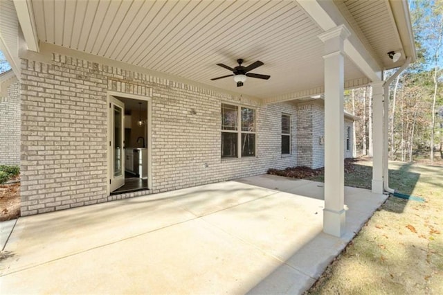 view of patio / terrace featuring a ceiling fan