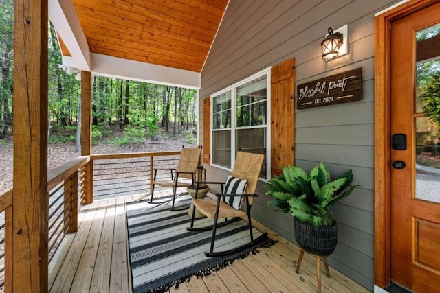 deck featuring a porch