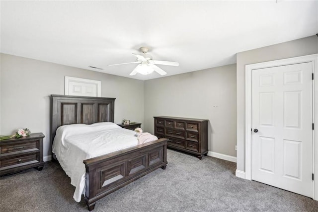 9435 Grande Dr, Winston, GA 30187 - bedroom featuring baseboards, visible vents, light colored carpet, and ceiling fan