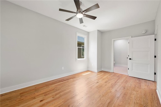 110 Hogue St, Atlanta, GA 30312 - spare room featuring ceiling fan, light wood-type flooring, and baseboards