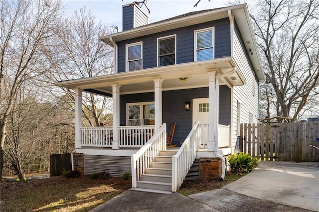 view of front of home with covered porch