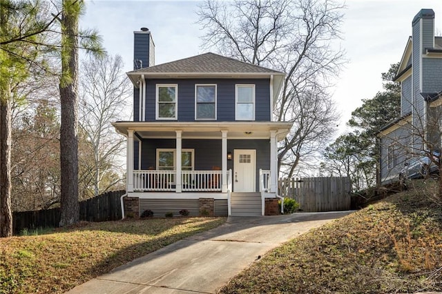 view of front of home featuring covered porch