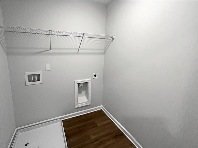 washroom featuring washer hookup, wood-type flooring, and hookup for an electric dryer