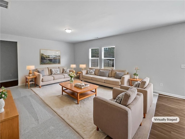 living room with hardwood / wood-style flooring