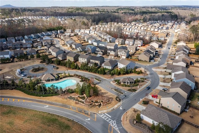 bird's eye view with a residential view