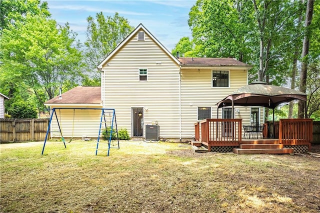2568 Redfield Dr, Norcross, GA 30071 - back of property featuring a gazebo, a deck, and central AC unit