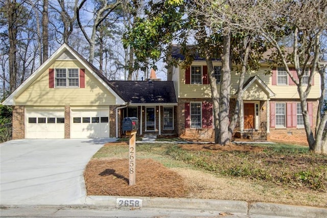 view of front of house with a garage